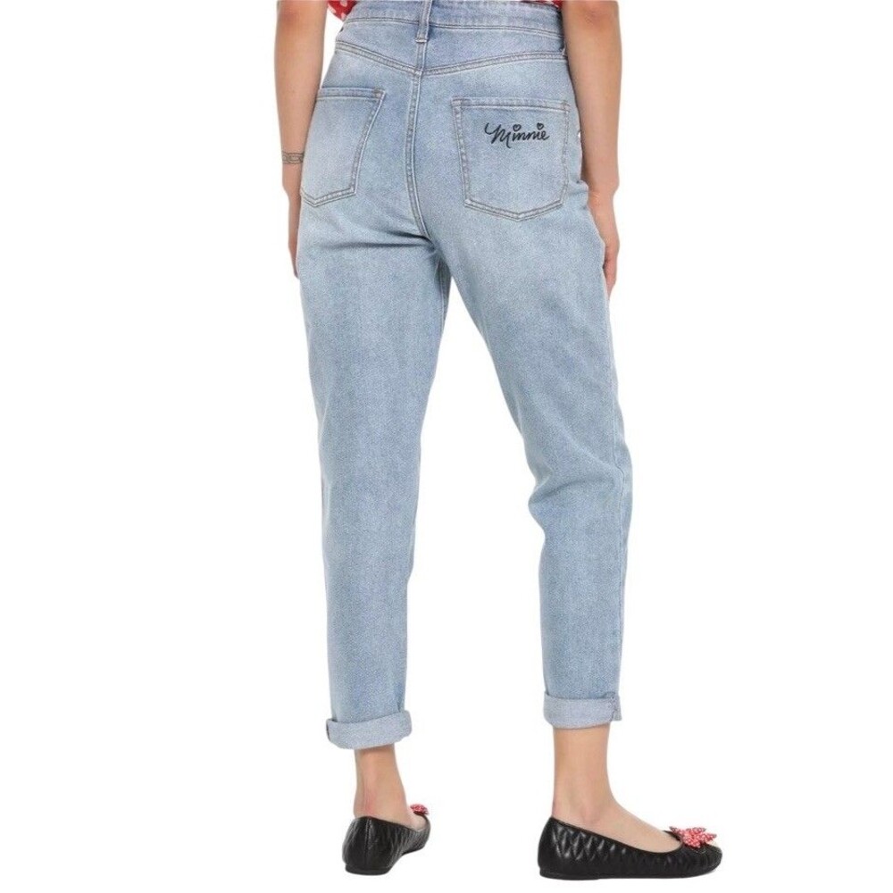 Her Universe Disney Minnie Mouse Embroidered Mom Blue Jeans Size 9 - Picture 9 of 12